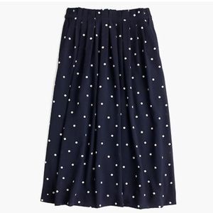 J Crew Pleated Midi Skirt in Polka Dot